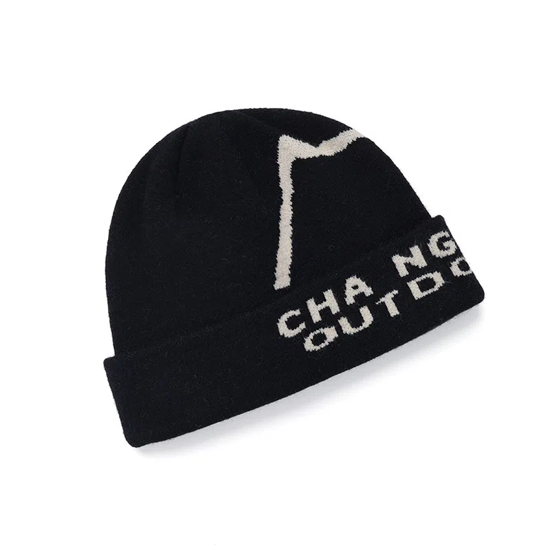 艾佳微 山系美式字母提花针织嘻哈滑板护耳套头帽露营登山 腈纶 绒线帽 男女同款情侣款