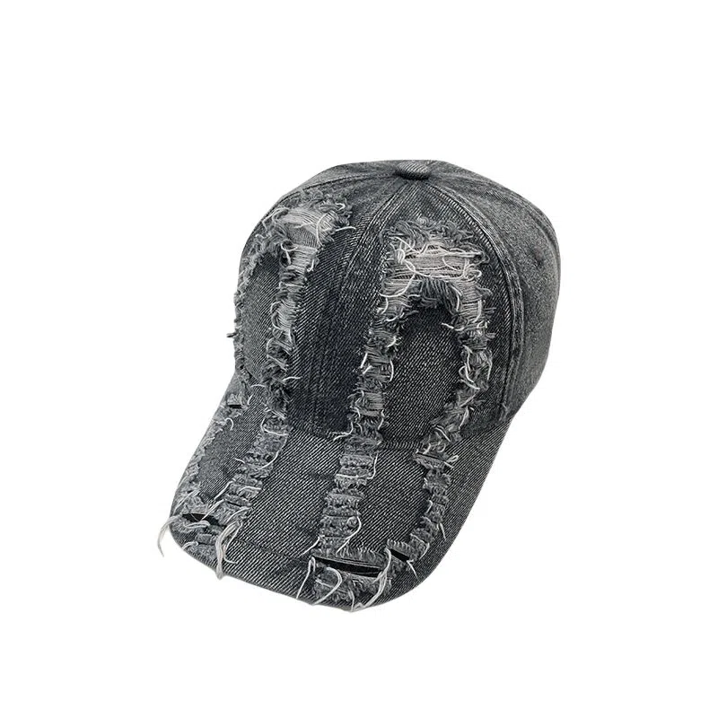 艾佳微 韩版破洞遮阳做旧牛仔休闲百搭显脸小宽檐 棉 鸭舌帽 男女同款情侣款