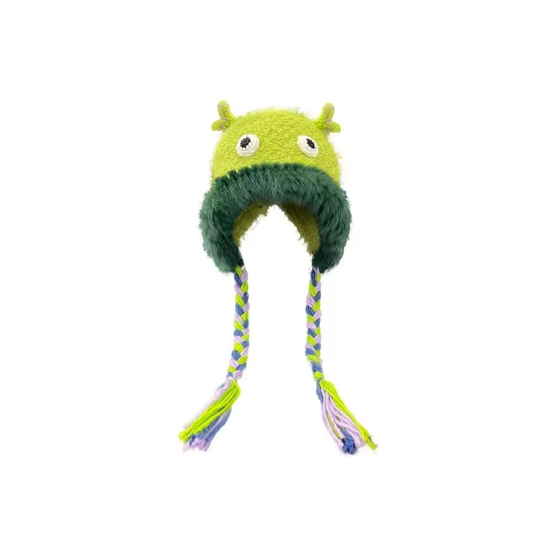 恩僾德 小怪兽帽子搞怪可爱针织毛绒帽显脸小加厚保暖护耳 聚酯纤维 绒线帽 男女同款情侣款