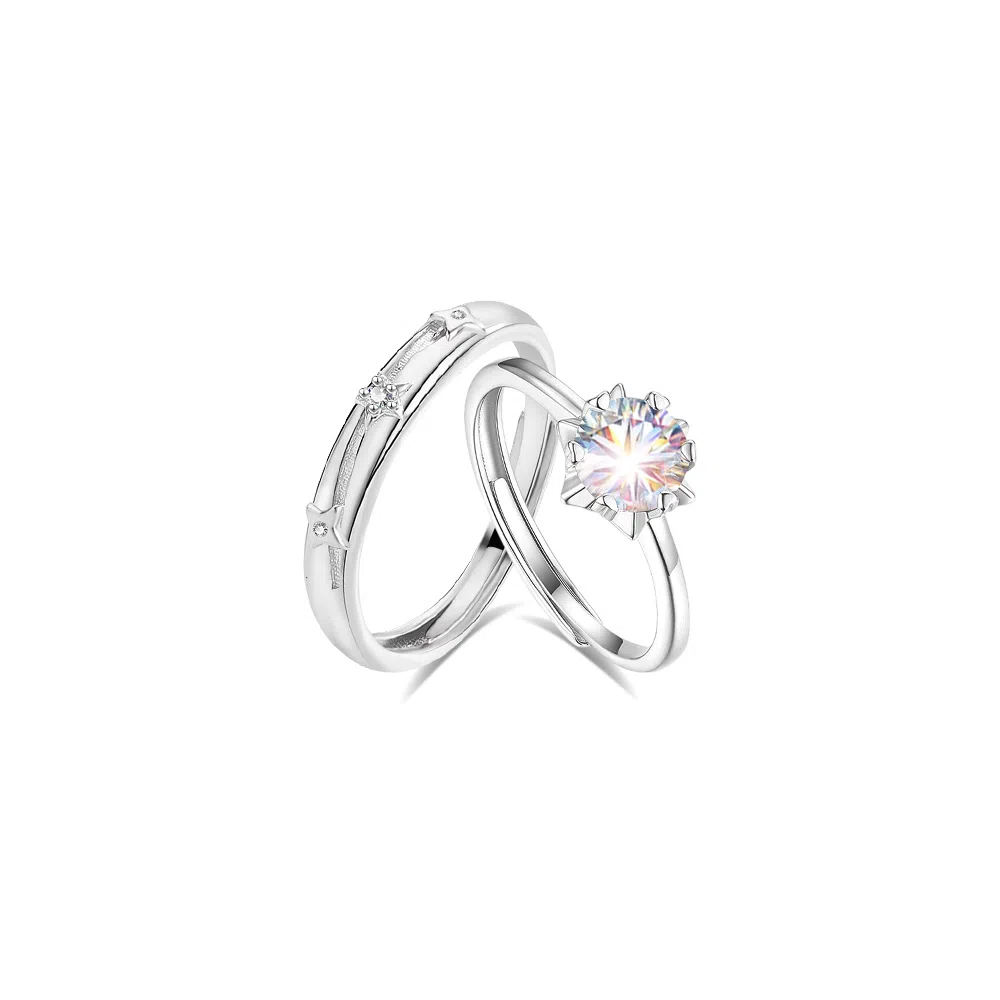 【纯银999 | 爆闪】 凤祥囍事 老凤祥 经典百搭小众设计简约精致爱意满满学生日常轻奢甜蜜高级感开口可调节 足银 戒指一对 男女同款情侣款