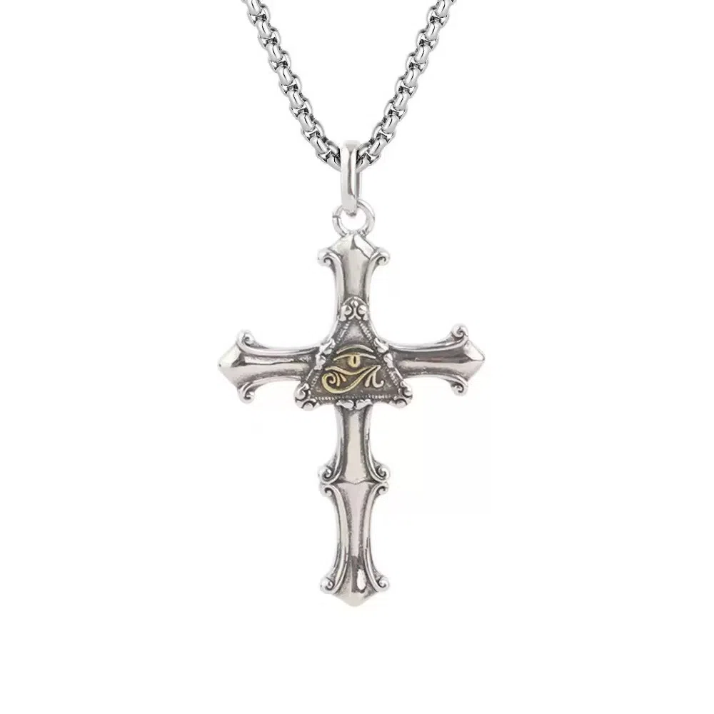 尚先生 黑白朋克十字架 合金 项链 男女同款情侣款