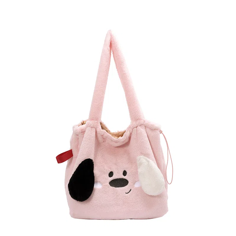 伊曼家 可爱大耳朵狗包包立体耳朵设计 毛毛 托特包单肩包 女款 白色/粉色/蓝色