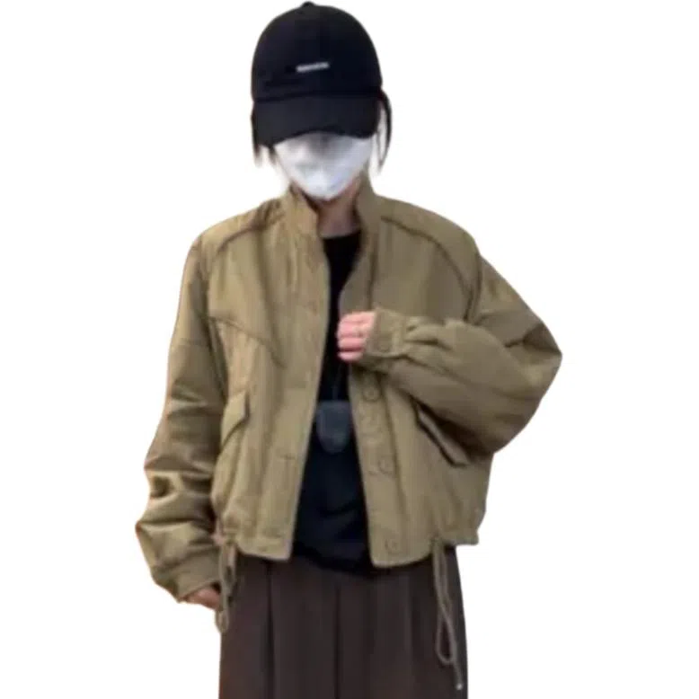 邦固依品 夹棉立领外套女秋冬款小个子宽松休闲保暖夹克棉衣棉服 女款