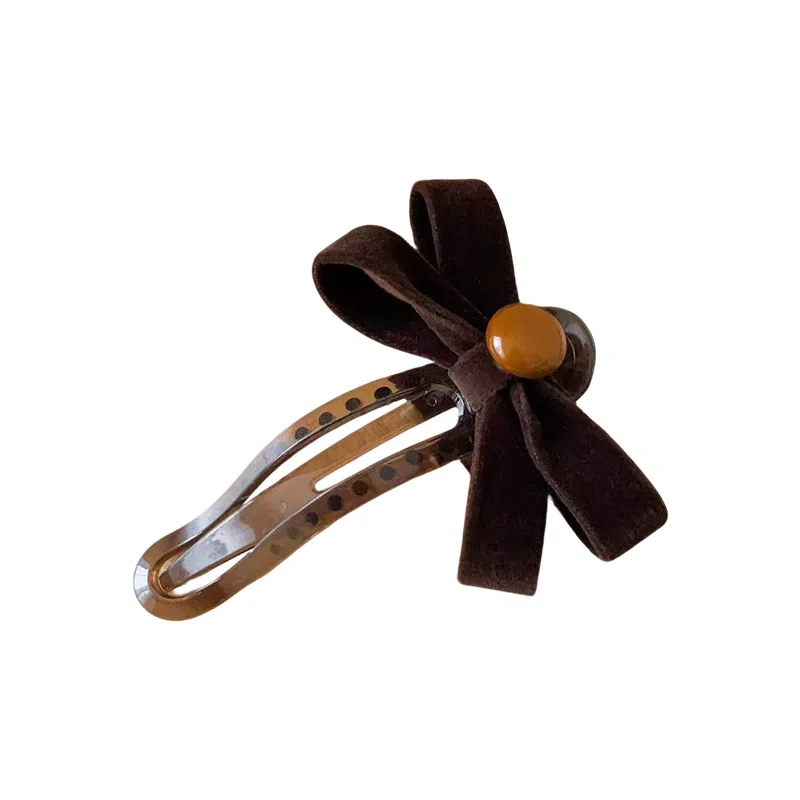 蒙妮 秋冬季复古蝴蝶结头发一字夹 亚克力/丝绒 发夹 女款