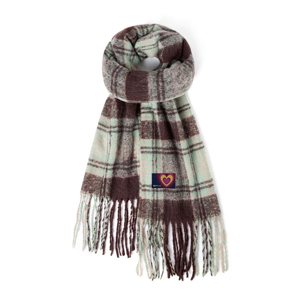 红豆 经典格纹时尚保暖礼盒装 定制卡片代写 涤纶 绒线围巾 男女同款情侣款