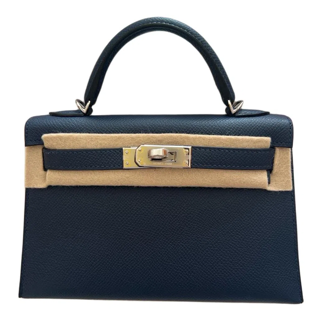 HERMES Mini Kelly Epsom 7K Bleu Abysse