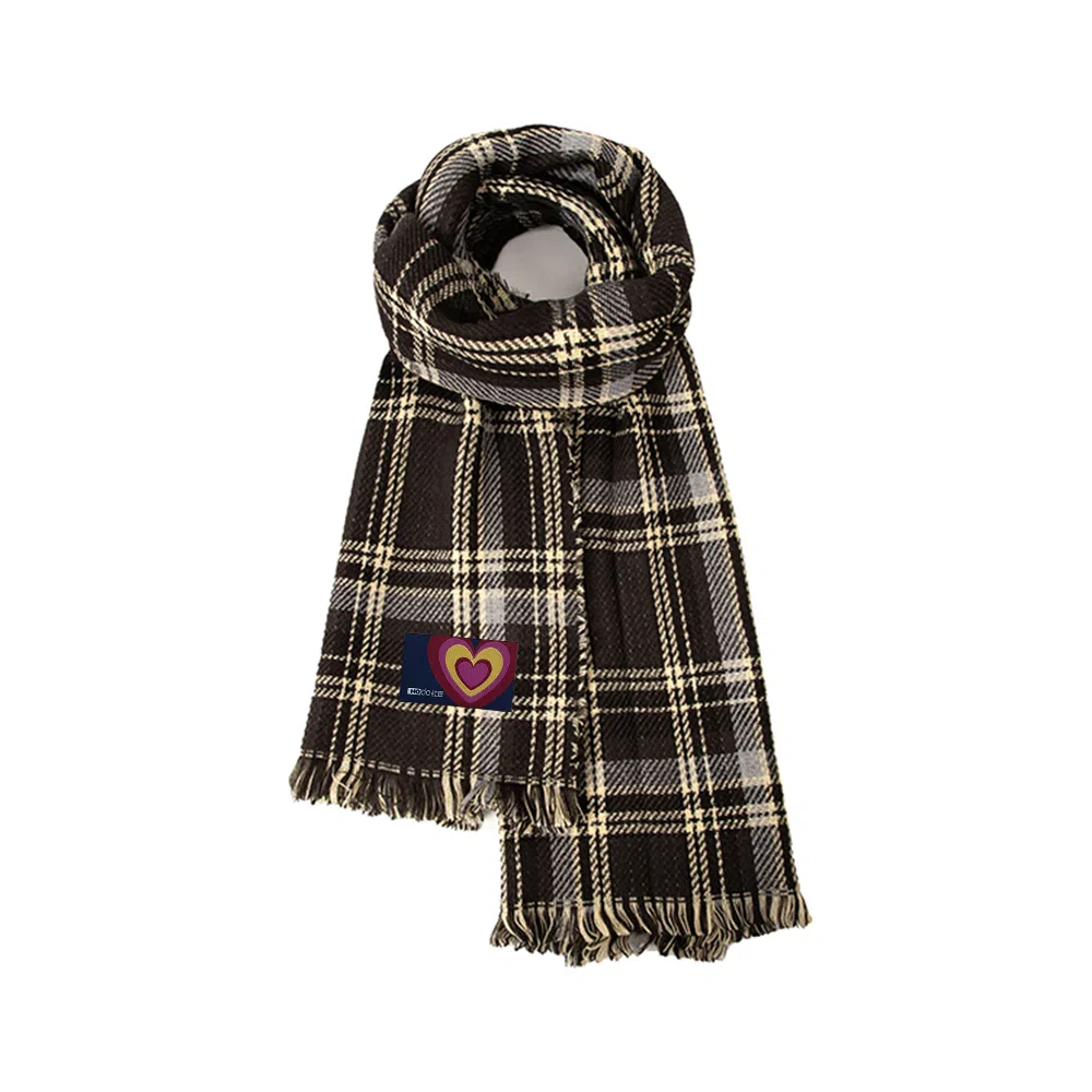 红豆 复古格子温暖休闲百搭礼盒装 定制卡片代写 涤纶 绒线围巾 男女同款情侣款