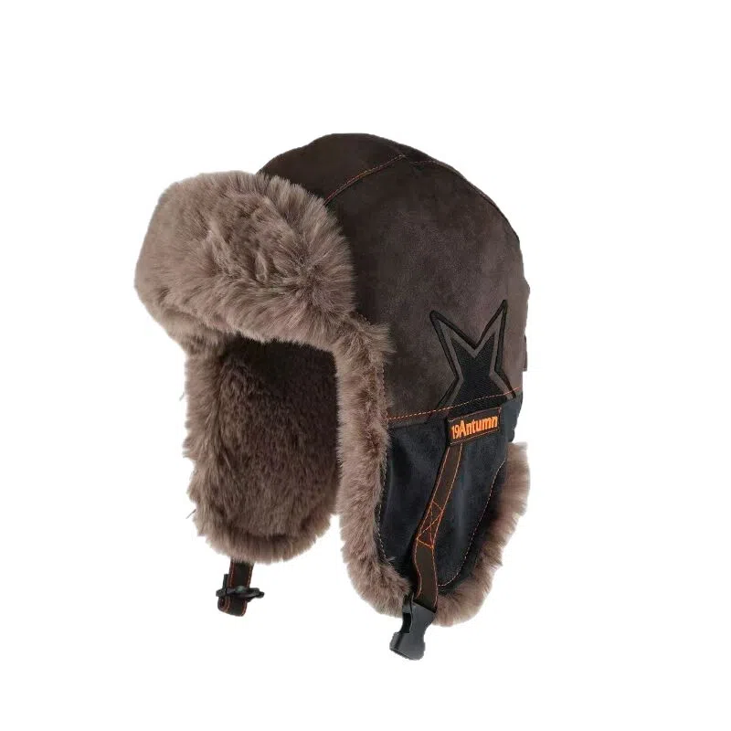 艾佳微 加绒加厚保暖骑行护耳软顶帽东北户外防风滑雪 涤纶 雷锋帽 男女同款情侣款