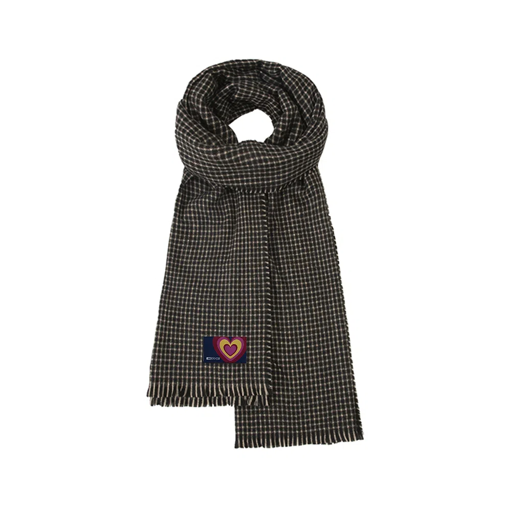 红豆 时尚经典格子图案优雅百搭 涤纶 绒线围巾 男女同款情侣款