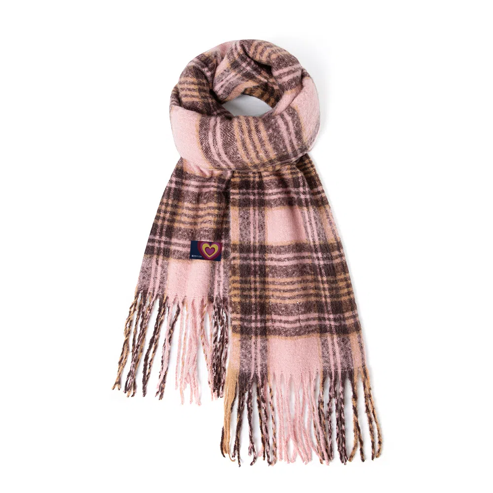 红豆 经典格纹时尚保暖礼盒装 定制卡片代写 涤纶 绒线围巾 男女同款情侣款