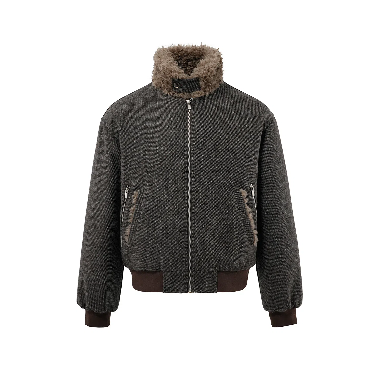 BENMYSHOWER Wool Collar Padded Coat