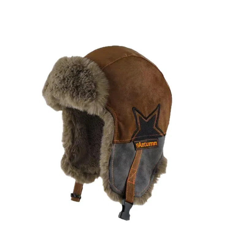 艾佳微 加绒加厚保暖骑行护耳软顶帽东北户外防风滑雪 涤纶 雷锋帽 男女同款情侣款