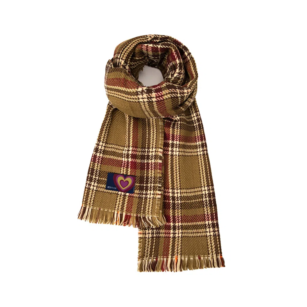 红豆 复古格子温暖休闲百搭礼盒装 定制卡片代写 涤纶 绒线围巾 男女同款情侣款