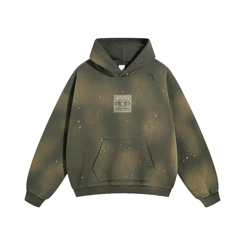 MIND ERROR Vintage Stamp Print Pullover Sweatshirt