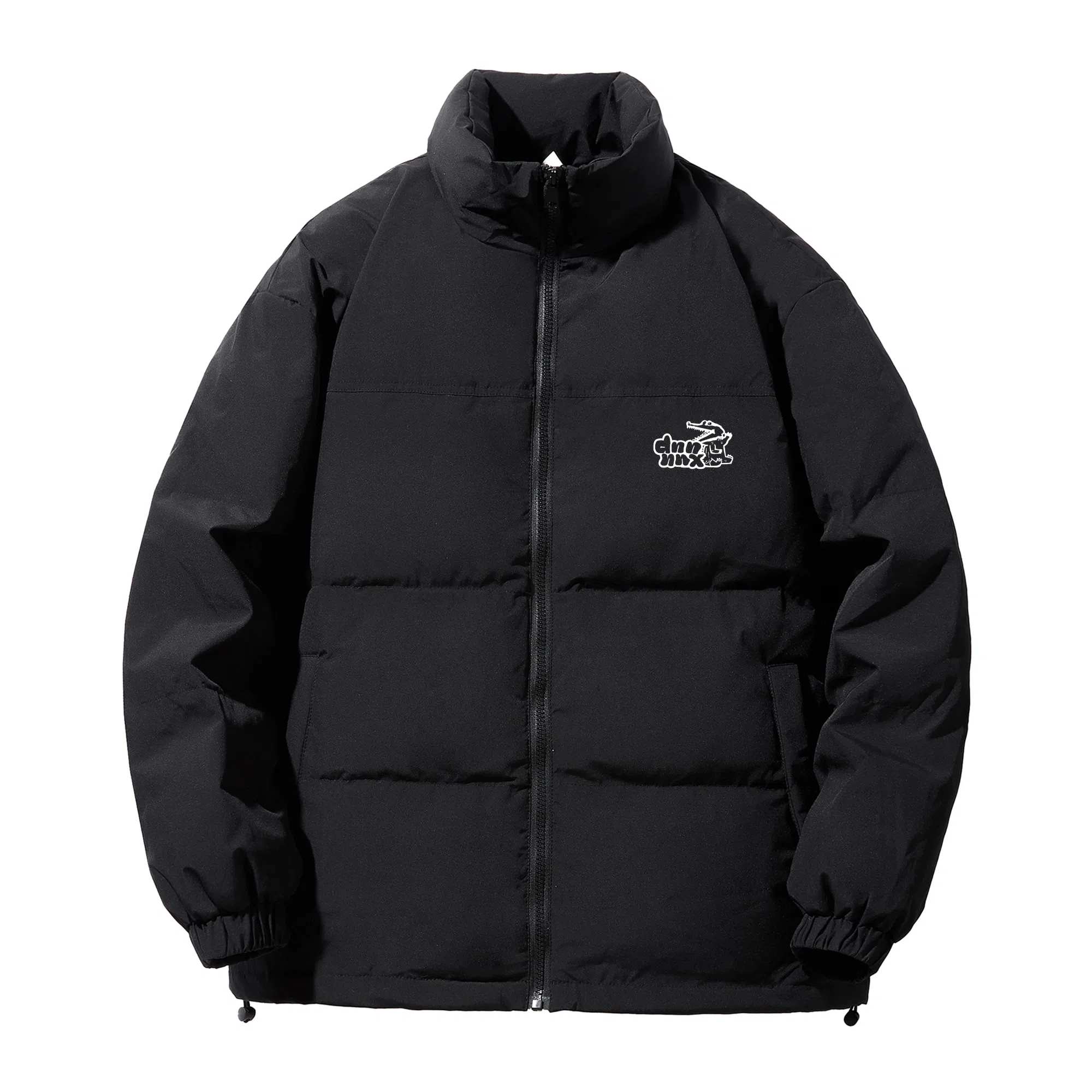 dnnnnx Cartoon Crocodile Logo Puffer Jacket