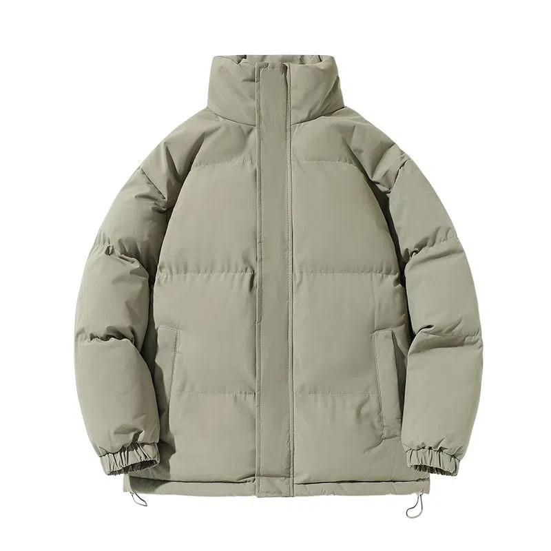 棉基因 冬季纯色高领无帽翻领优质棉棒球服保暖高个小个子日系男简约潮流夹棉袄子美式高街工装风青少年职场通勤学院风棉衣外套 男女同款