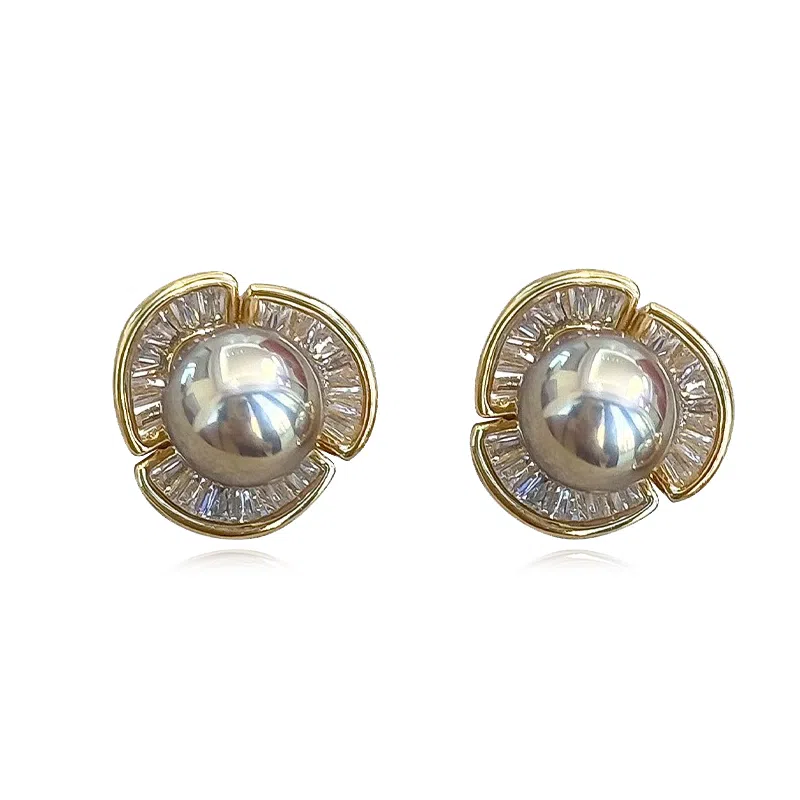 韵系 时尚简约灰 铜镀金 耳钉 女款