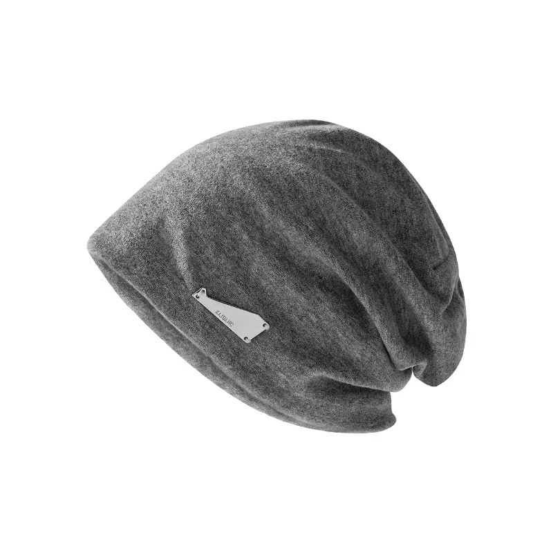 艾佳微 暖暖慵懒风金属标日系德绒时尚显脸小护耳大头围套头 棉 绒线帽 男女同款情侣款