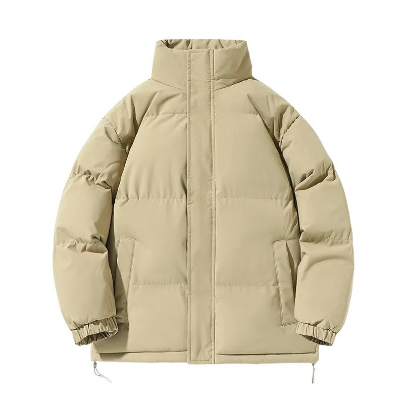 棉基因 冬季纯色高领无帽翻领优质棉棒球服保暖高个小个子日系男简约潮流夹棉袄子美式高街工装风青少年职场通勤学院风棉衣外套 男女同款