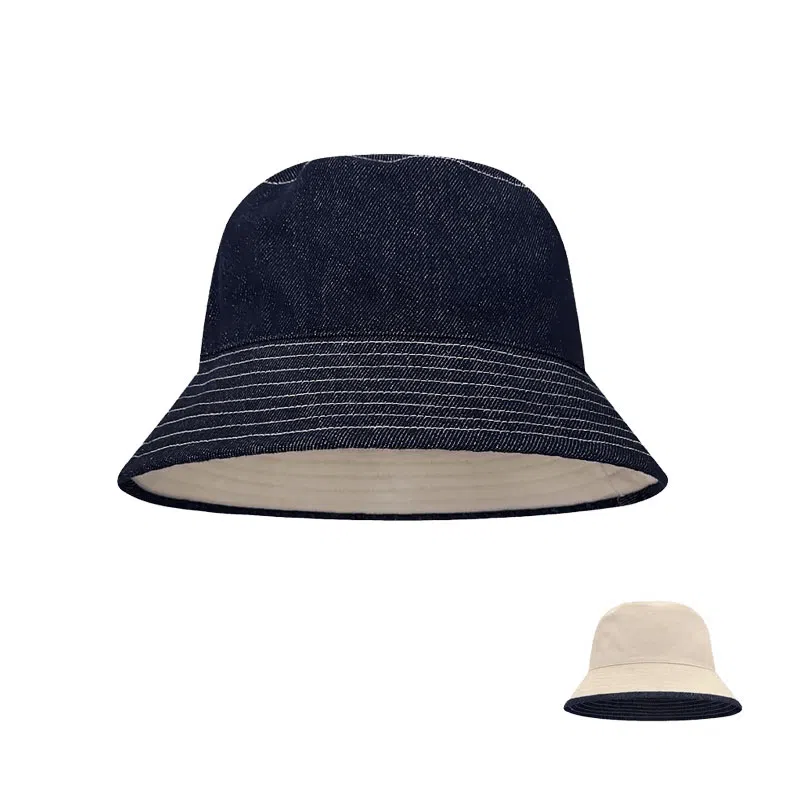 朵澜 日系复古牛仔双面戴休闲百搭遮阳防晒盆帽 腈纶 渔夫帽 女款