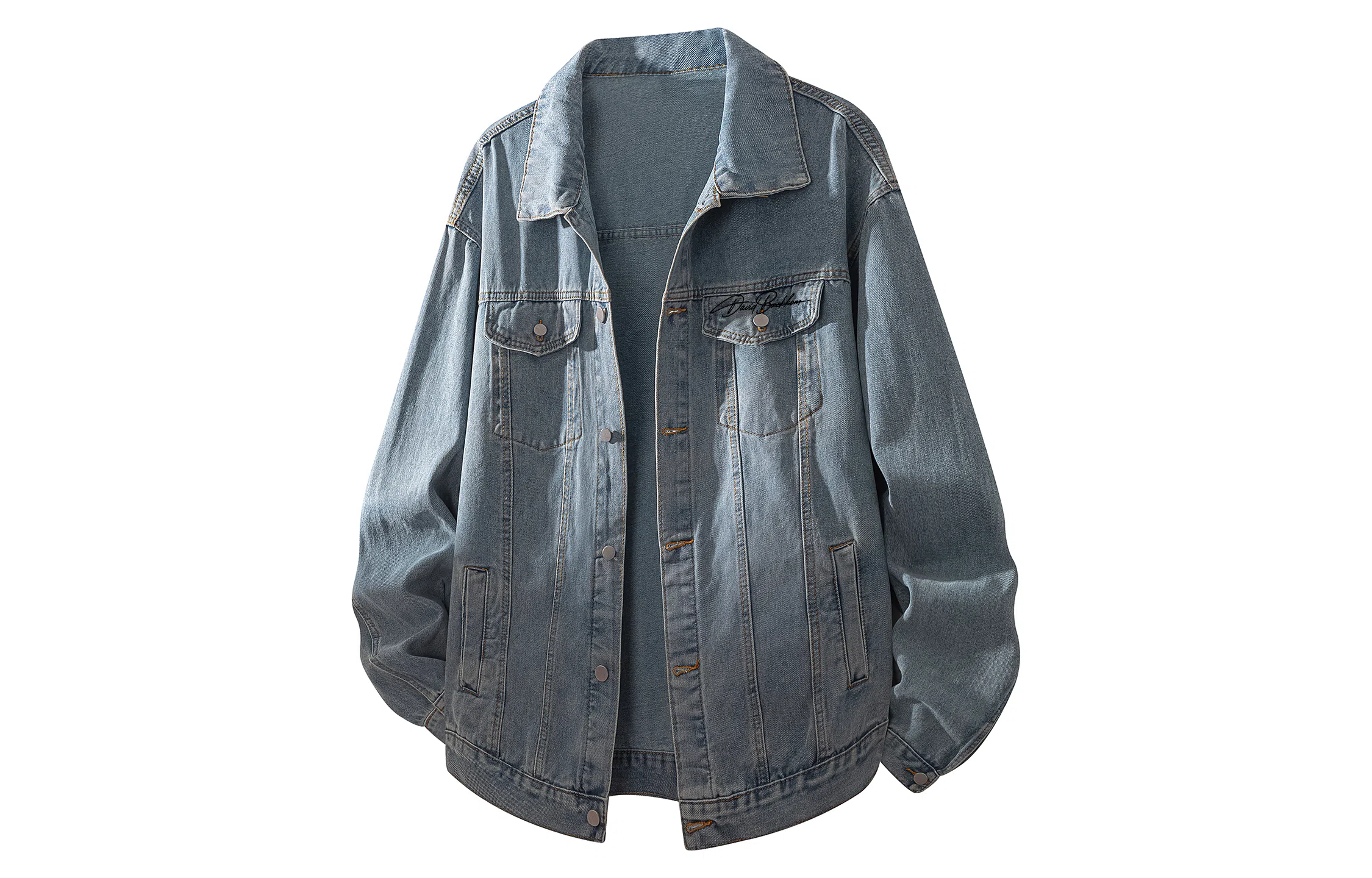 大卫贝肯 美式嘻哈高街水洗复古做旧日系基础款简约高级感工装大口袋休闲百搭宽松翻领加厚保暖牛仔外套 男女同款