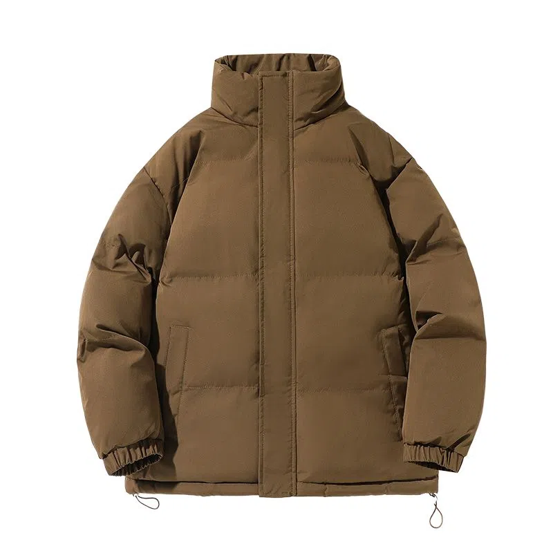 棉基因 冬季纯色高领无帽翻领优质棉棒球服保暖高个小个子日系男简约潮流夹棉袄子美式高街工装风青少年职场通勤学院风棉衣外套 男女同款