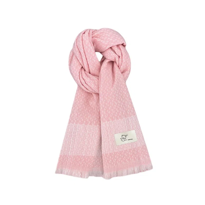 恩僾德 高级氛围感盐系蓝色小熊保暖护颈加厚 聚酯纤维 绒线围巾 男女同款情侣款