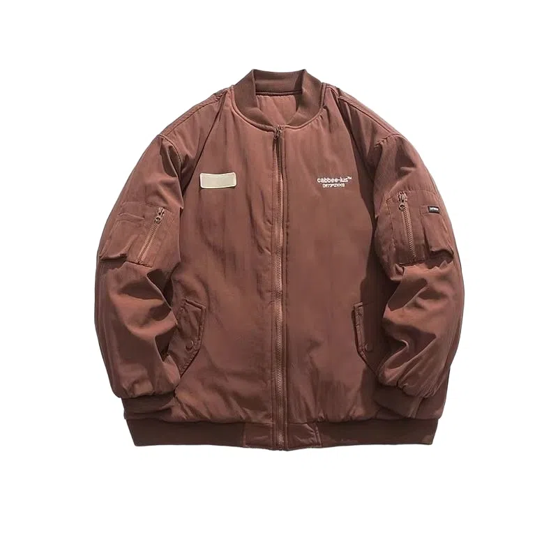 沐诚阳译 美式复古工装加厚飞行员飞行服棒球棉服情侣宽松冬季外套夹克 男女同款