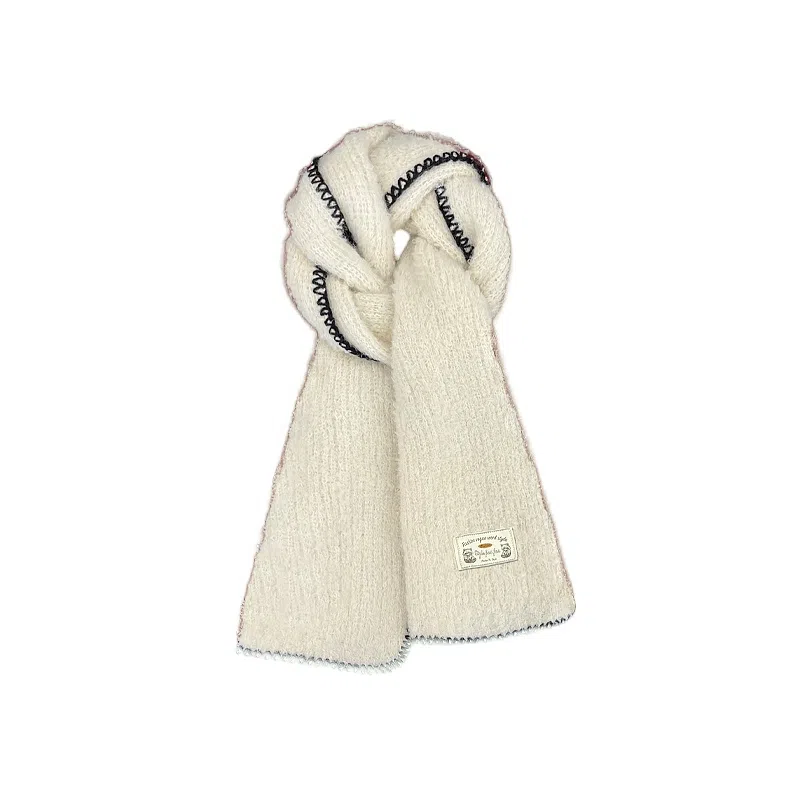 恩僾德 高级氛围感软糯缝边针织加厚保暖显白 聚酯纤维 绒线围巾 男女同款情侣款