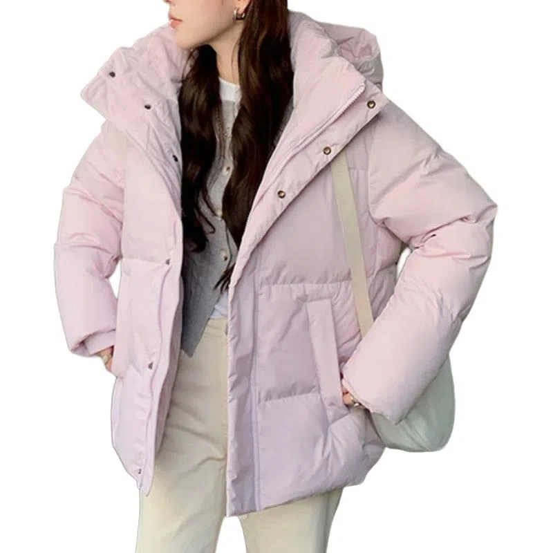 兰缪 白鸭绒短款冬季蓬松轻盈韩版高级感简约设计感保暖时尚日常通勤潮流百搭宽松闺蜜装厚外套羽绒服 女款