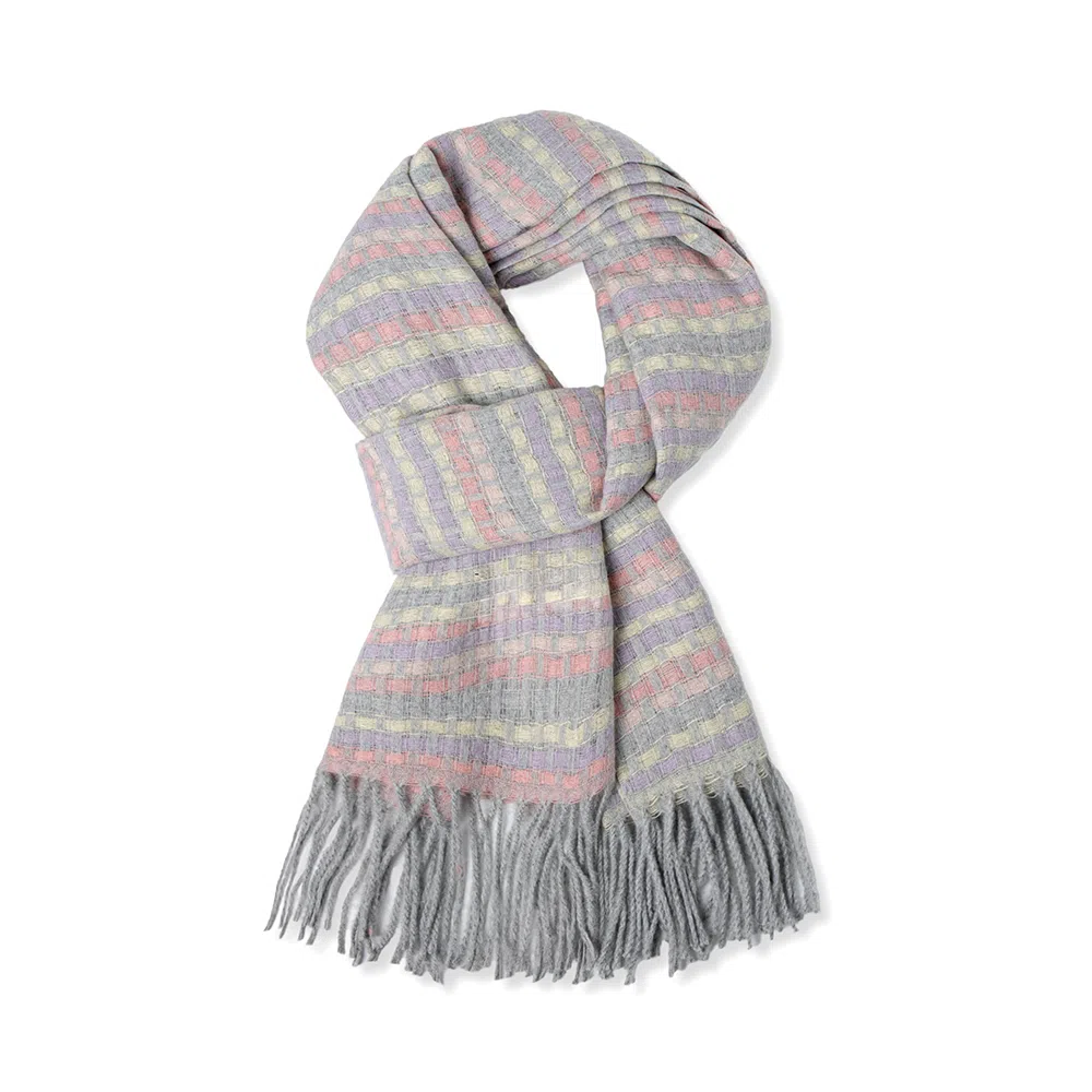 红豆 温暖时尚经典格子舒适柔软礼盒装 定制卡片代写 涤纶 绒线围巾 男女同款情侣款