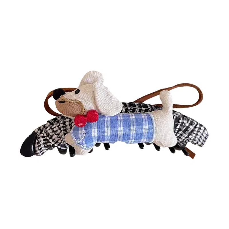 蒙妮 韩系可爱小狗蝴蝶结香蕉夹竖夹 亚克力/布艺 发夹 女款