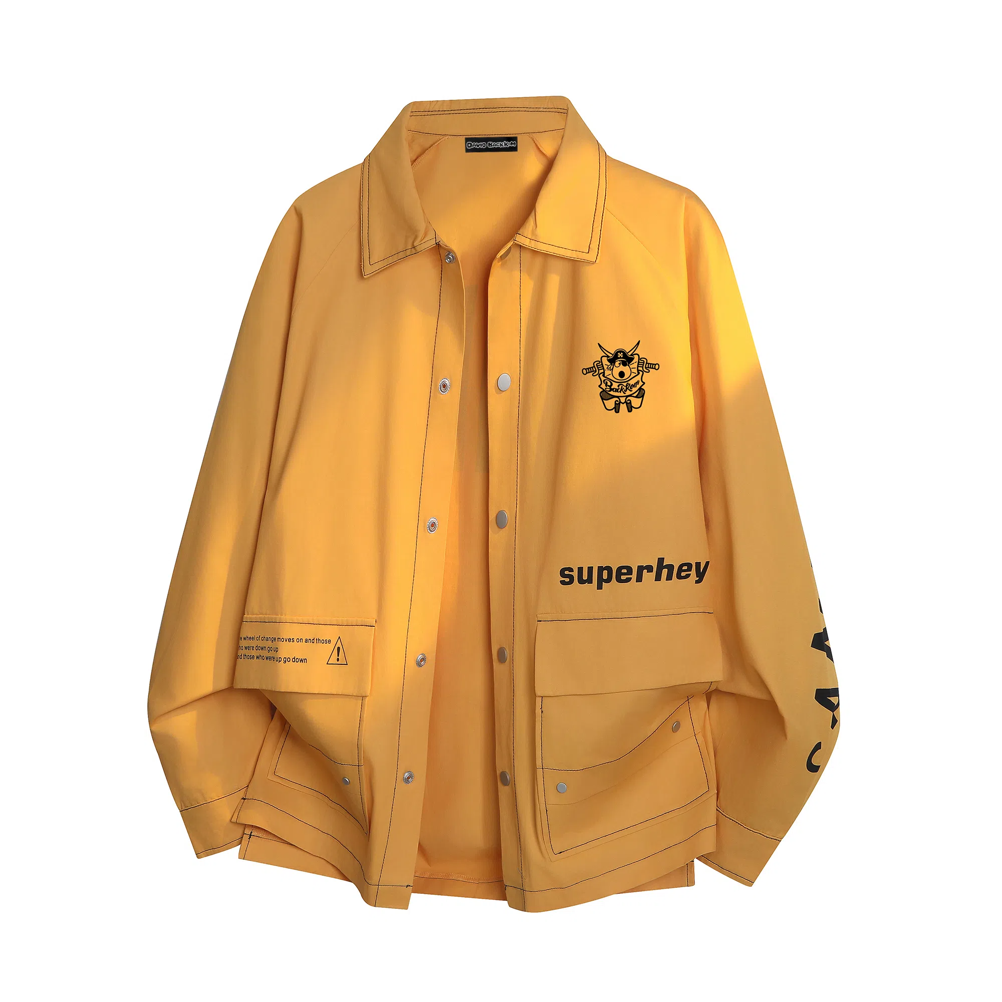 大卫贝肯 美式百搭复古高街大口袋设计日常通勤宽松翻领落肩长袖衬衫 男女同款