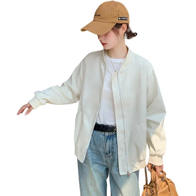 邦固依品 休闲外套女春秋款宽松显瘦长袖小个子洋气百搭短款棒球服开衫夹克 女款