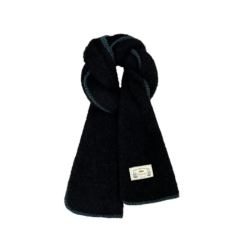 恩僾德 高级氛围感软糯缝边针织加厚保暖显白 聚酯纤维 绒线围巾 男女同款情侣款