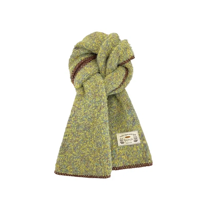 恩僾德 高级氛围感软糯缝边针织加厚保暖显白 聚酯纤维 绒线围巾 男女同款情侣款