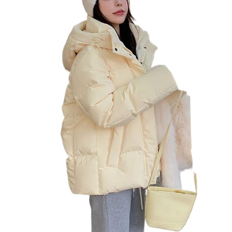 兰缪 白鸭绒蓬松保暖短款冬季时尚高级感简约日常通勤潮流百搭设计感宽松闺蜜装厚外套羽绒服 女款