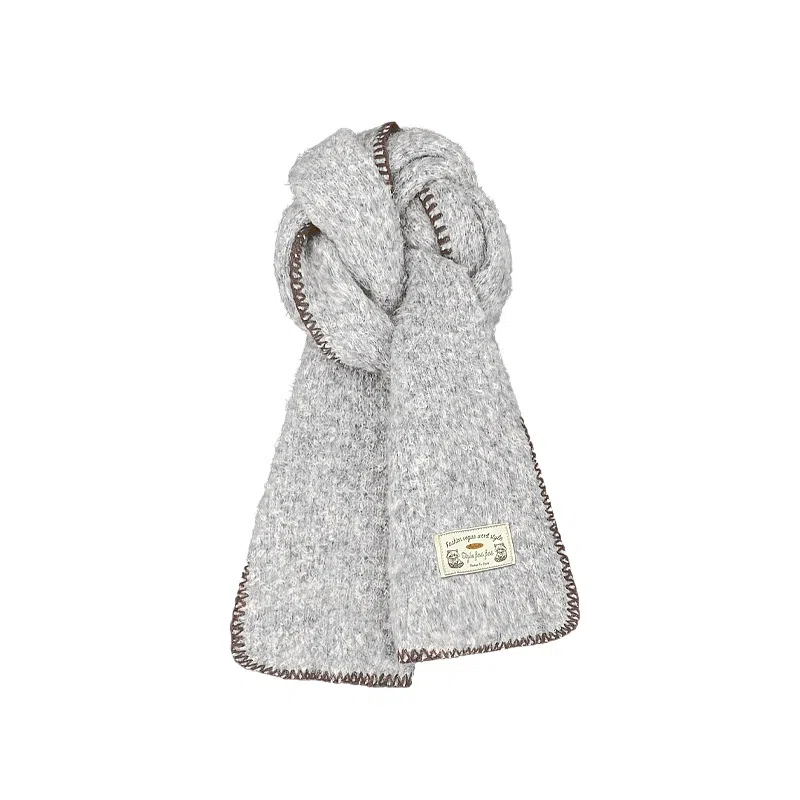 恩僾德 高级氛围感软糯缝边针织加厚保暖显白 聚酯纤维 绒线围巾 男女同款情侣款