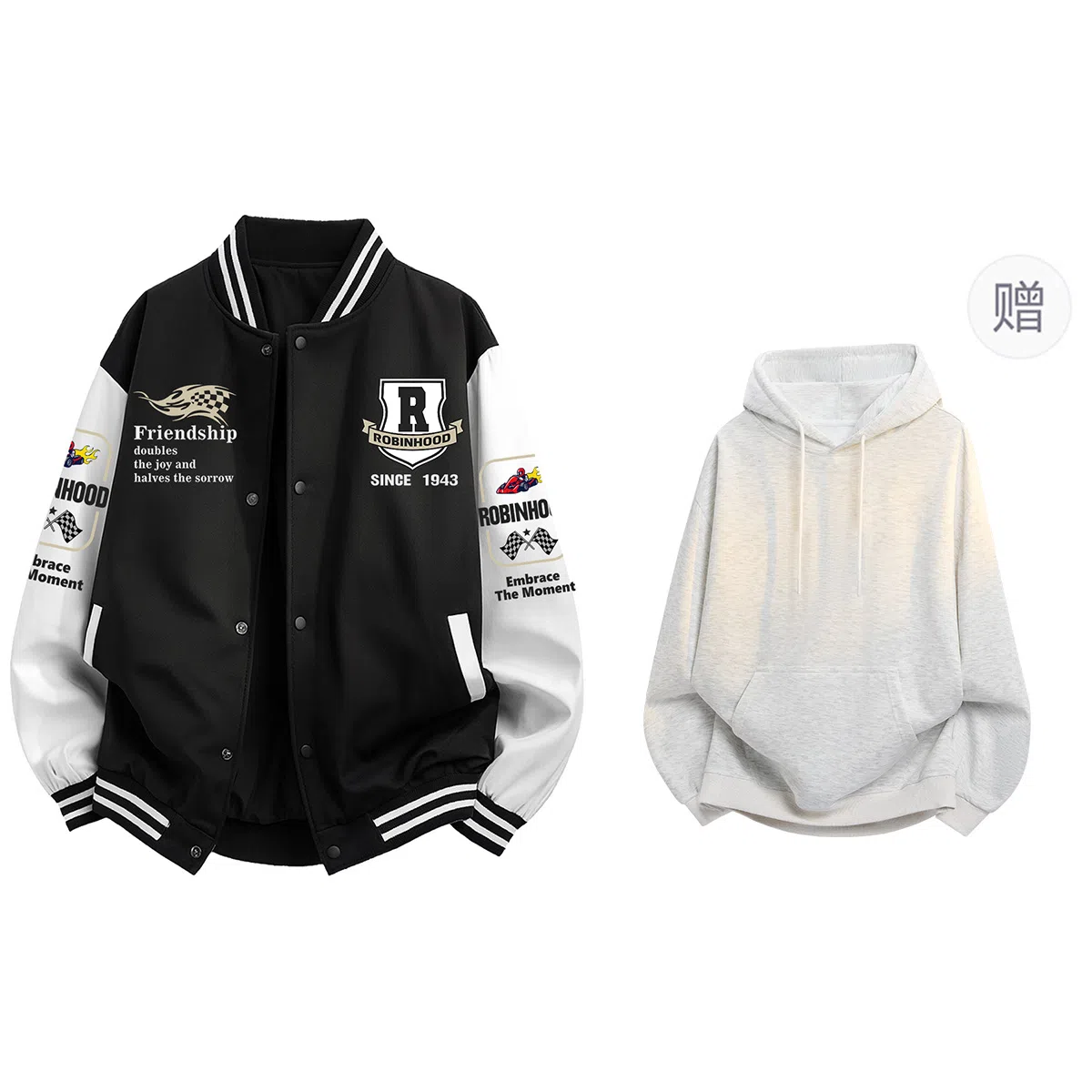 ROBINHOOD Colorblock Baseball Jacket