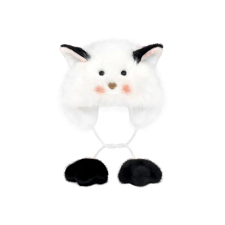 浪莎 日系可爱卡通腮红猫咪耳朵保暖学生护耳通勤百搭 聚酯纤维 绒线帽 女款