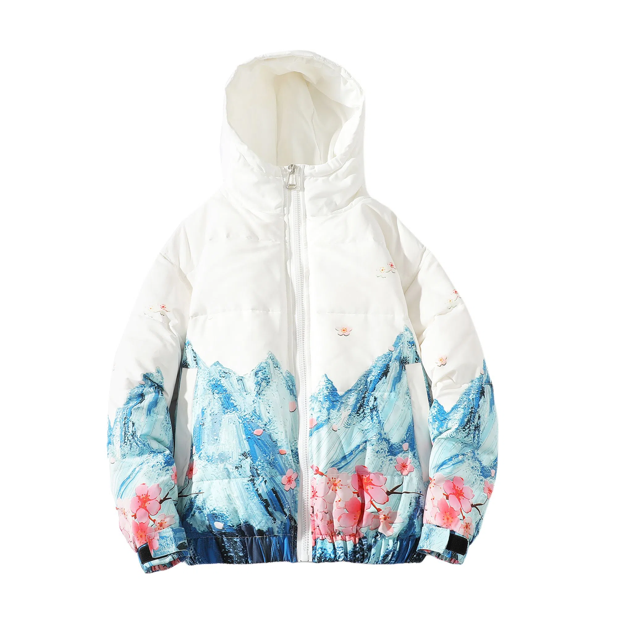 FORHUG Basic Unisex Snow Mountain Floral Down Jacket
