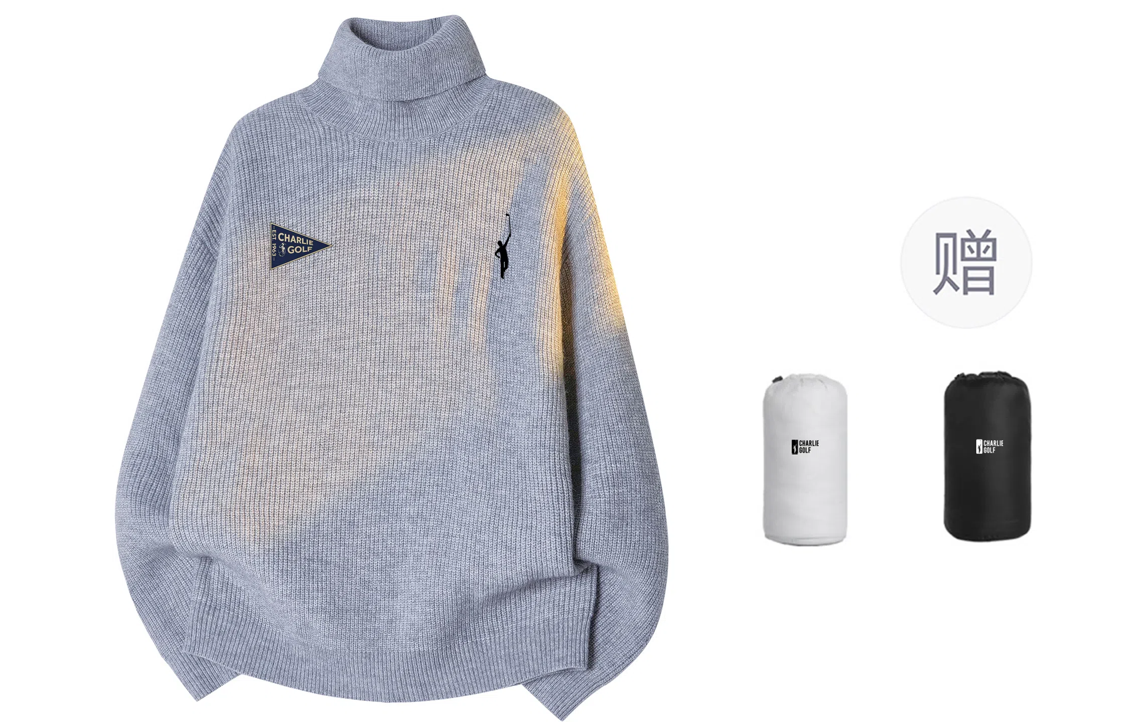 CHARLIE GOLF Basic Logo Turtleneck Sweater