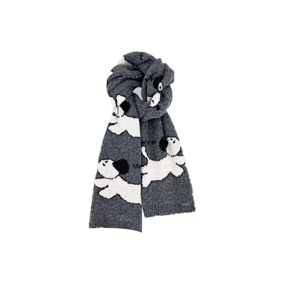 恩僾德 可爱卡通小狗针织高颜值小众百搭氛围感加厚保暖 聚酯纤维 绒线围巾 男女同款情侣款