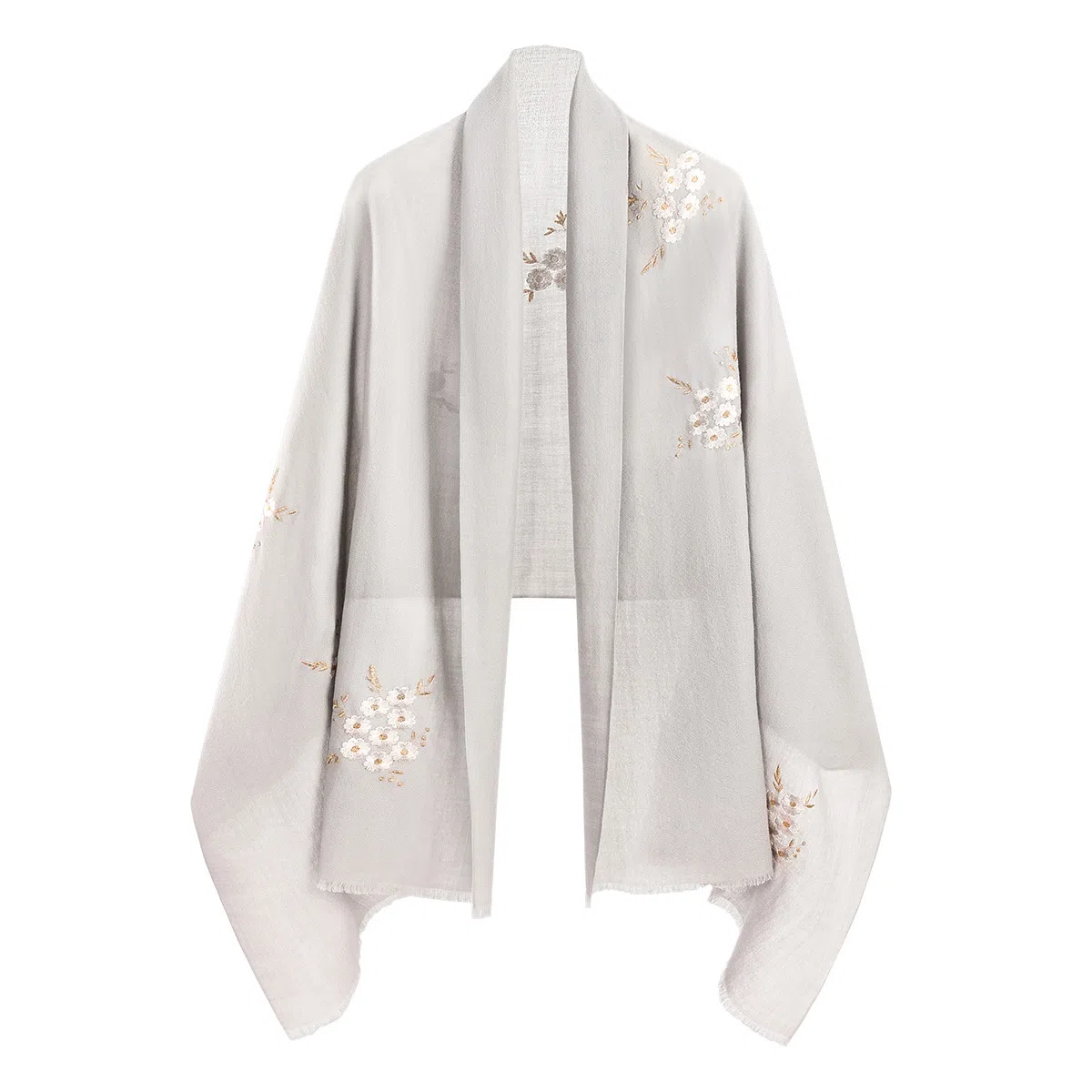 一米画纱 中式古典国风花卉贴花结婚喜宴亲肤防风保暖披风优雅精致外搭 绵羊毛 披肩 女款