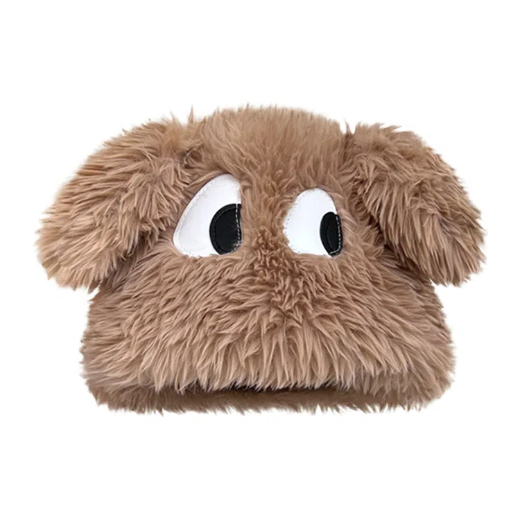 浪莎 日系甜美可爱卡通大眼小狗耳朵针织帽冬季时尚加厚保暖显白显脸小包头帽 聚酯纤维 绒线帽 女款