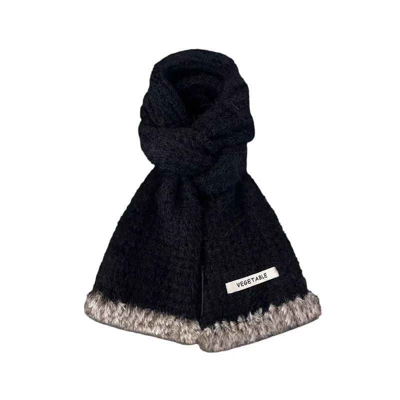 恩僾德 软糯毛边针织甜美高颜值小众百搭保暖百搭 聚酯纤维 绒线围巾 男女同款情侣款