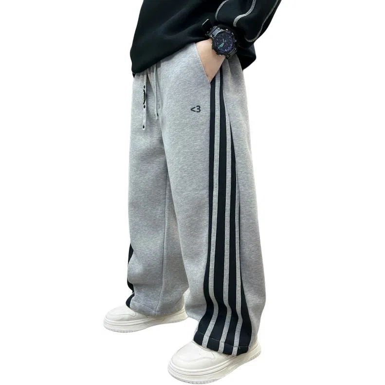 舒适条纹加绒男童裤子 春秋