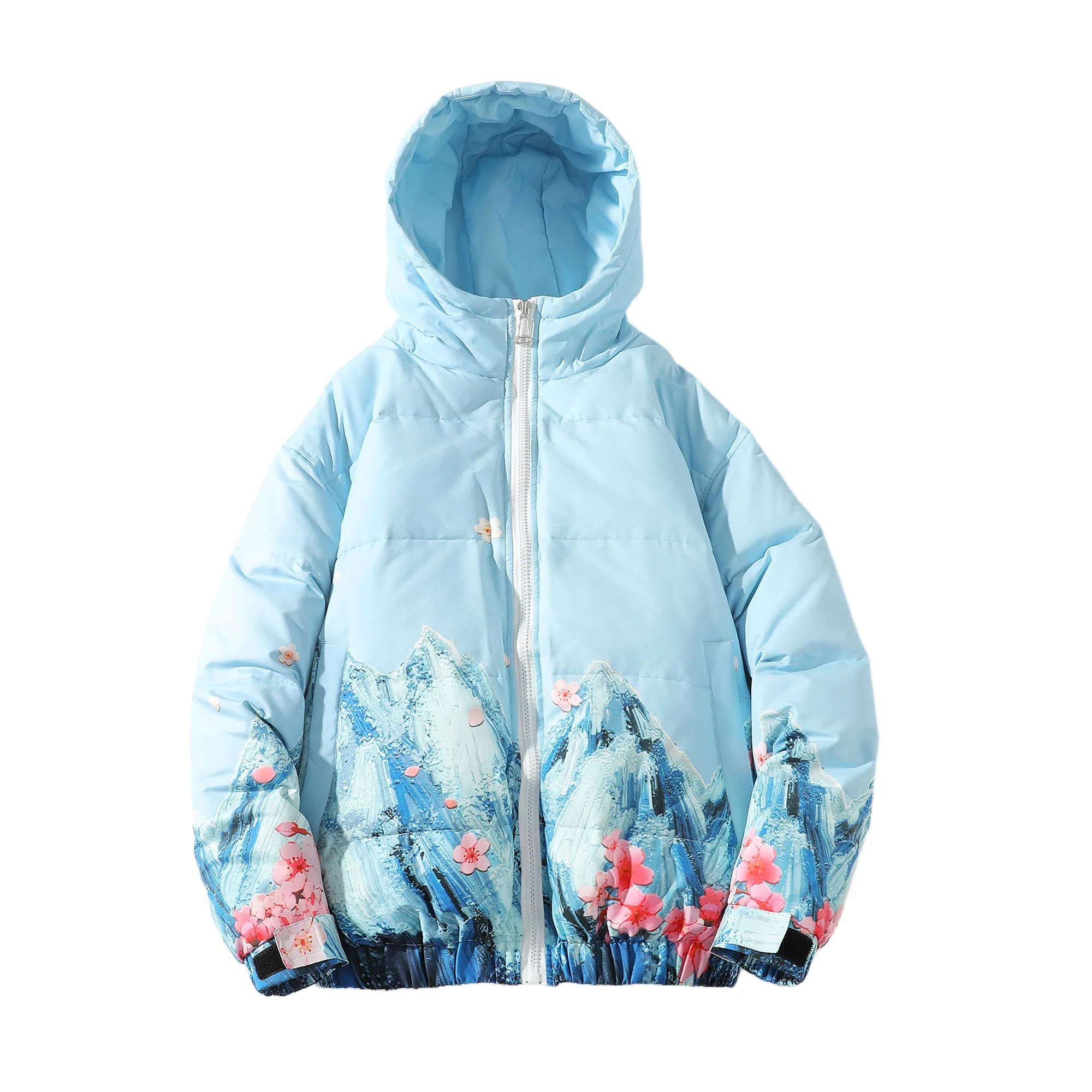 FORHUG Basic Unisex Snow Mountain Floral Down Jacket