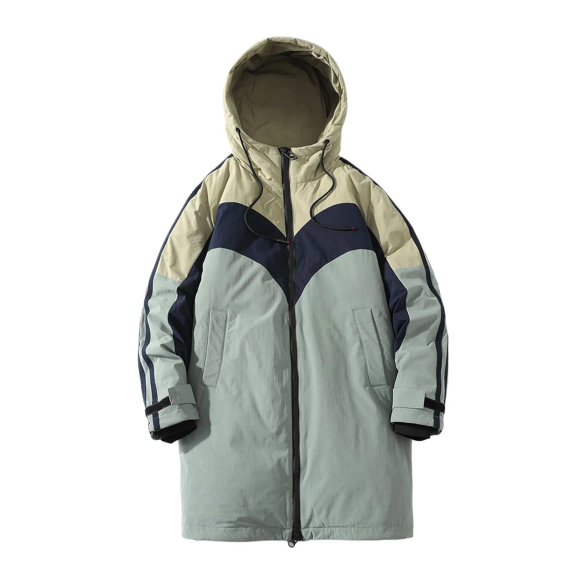 FORHUG Basic Unisex Colorblock Pocket Hooded Down Jacket