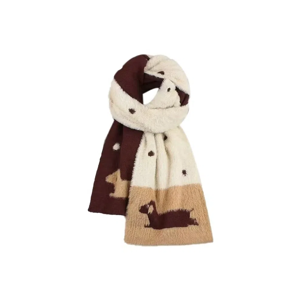 恩僾德 美拉德双面腊肠狗高颜值冬季秋冬氛围感韩系保暖学生围脖 涤纶 绒线围巾 男女同款情侣款
